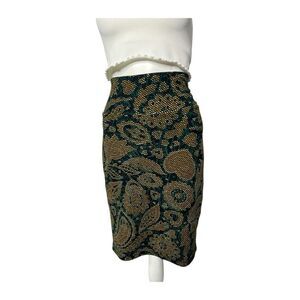 LuLaRoe Cassie Pencil‎ Straight Stretch Skirt Cross Stitch Yellow Blue Small